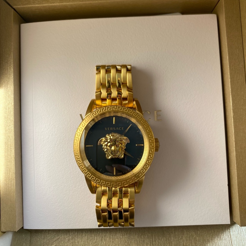 Versace Palazzo Empire black gold Stainless Steel Men's Watch NEW